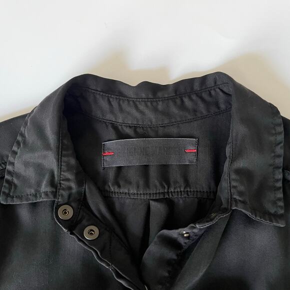 Etienne Marcel Military Utility Shirt Dress 3/4 Sleeve Mini Pockets Black Small - Picture 8 of 11